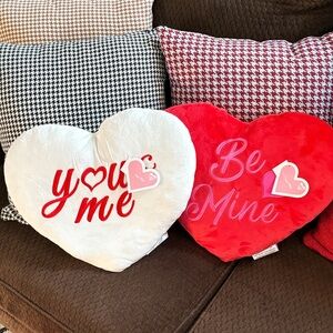🆕Bundle Of 2 Embroidered Conversation Heart Pillows